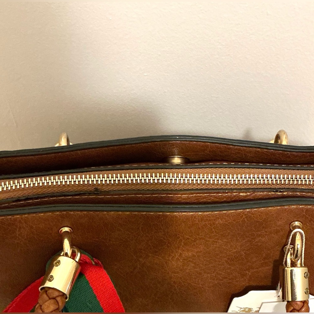 Elegant Brown Vegan Leather Handbag - Picture 9 of 11